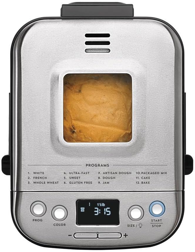 Cuisinart CBK-110 Bread Maker - Premium Stainless Steel Construction with 12 Programmable Settings Bundle with Homemade Bread Cookbook