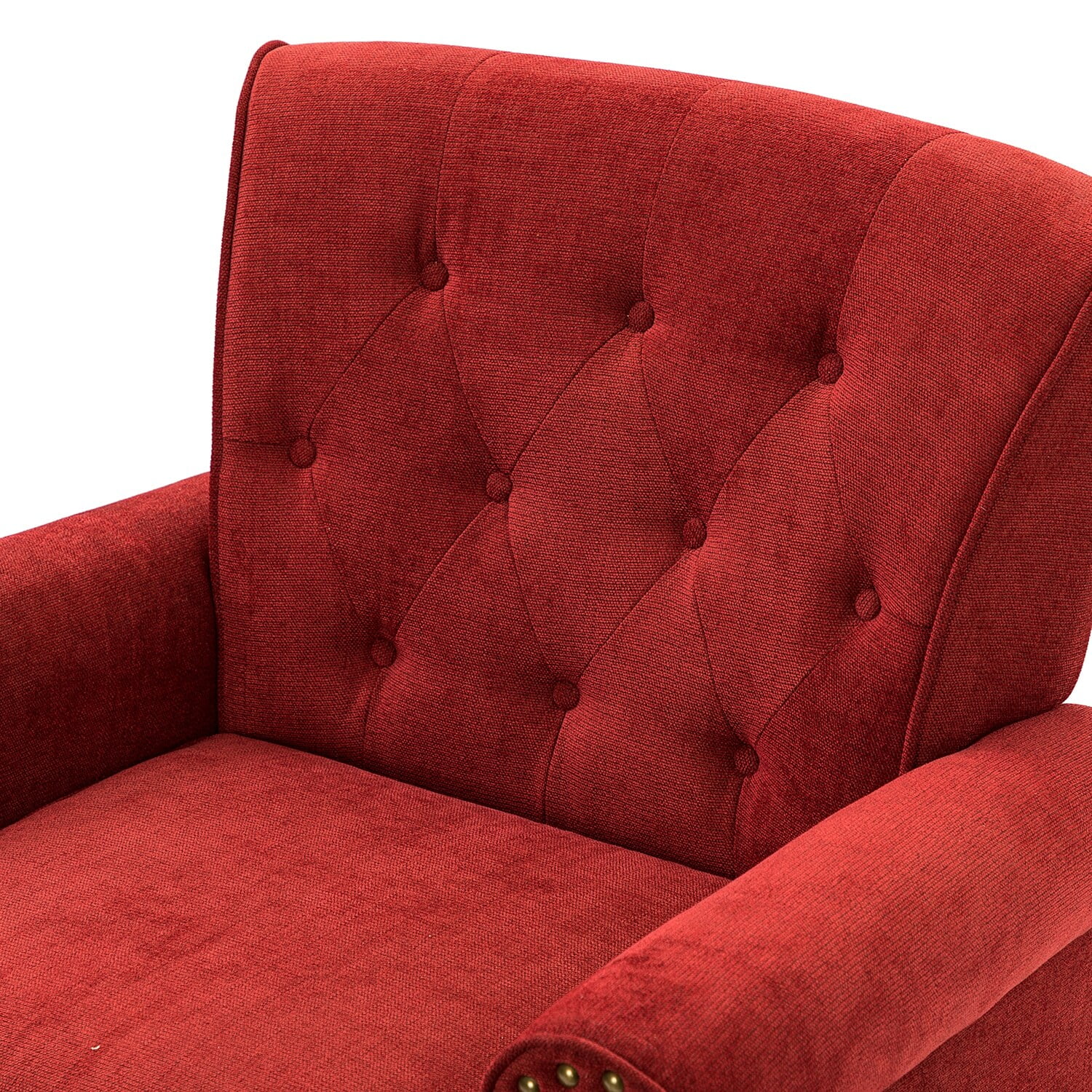 HULALA HOME Indiges Comfy Upholstered Accent Armchair with Tufted Back Set of 2 for Bedroom Reading Office RED