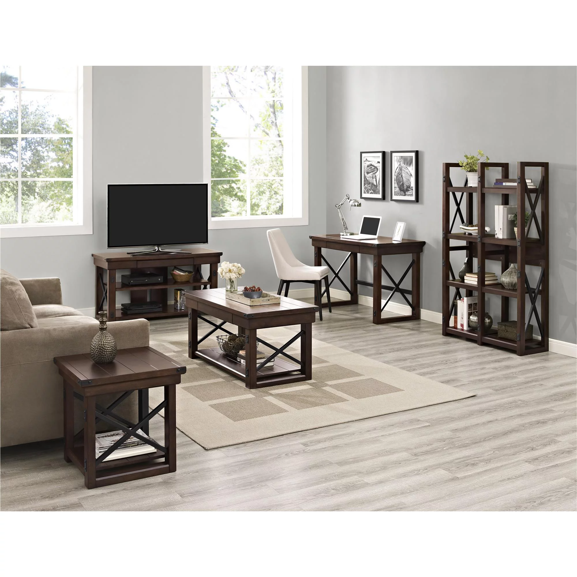 Ameriwood Home Wildwood Wood Veneer TV Stand for TVs up to 50" Wide, Espresso