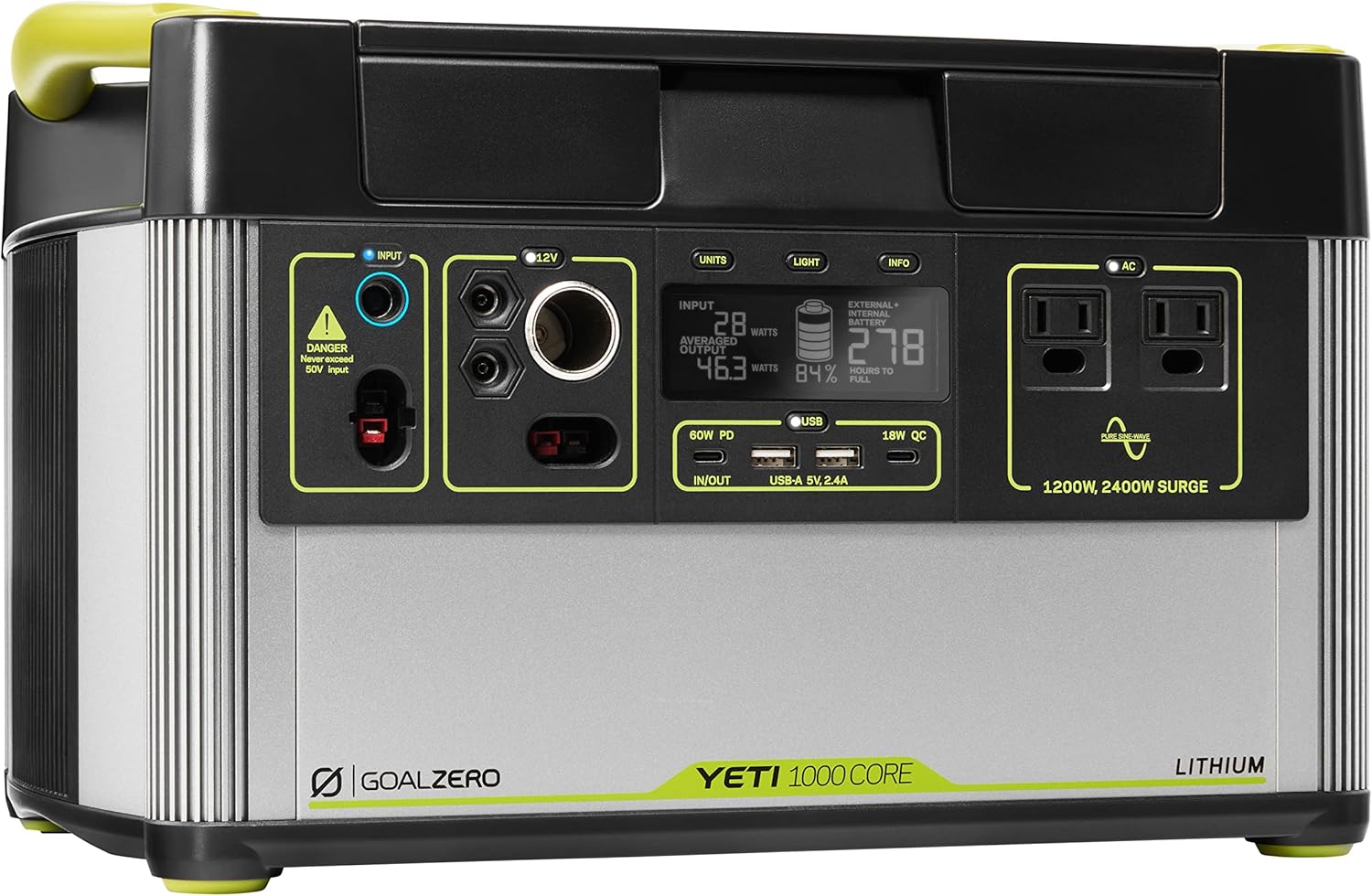 Goal Zero Yeti 1000 Core Portable Power Station, 1,000 W, Solar-Powered Generator (Solar Panel Not Included), USB-A/USB-C Ports and AC Outlets