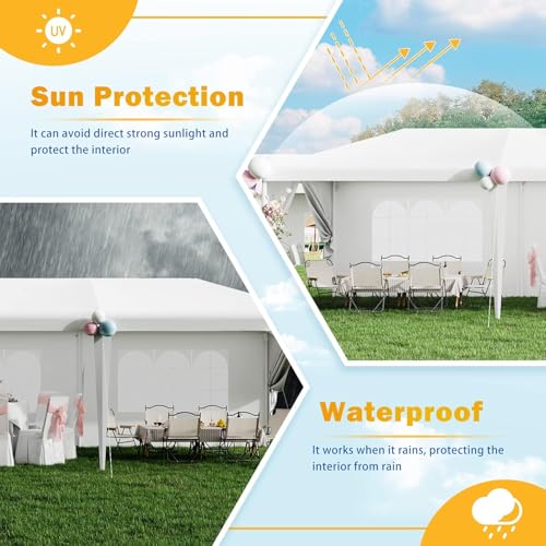 Flamaker 10'x30' Heavy Duty Party Tent Gazebo – Waterproof Wedding Canopy with Removable Sidewalls & 2 Doors – Perfect for Outdoor Events