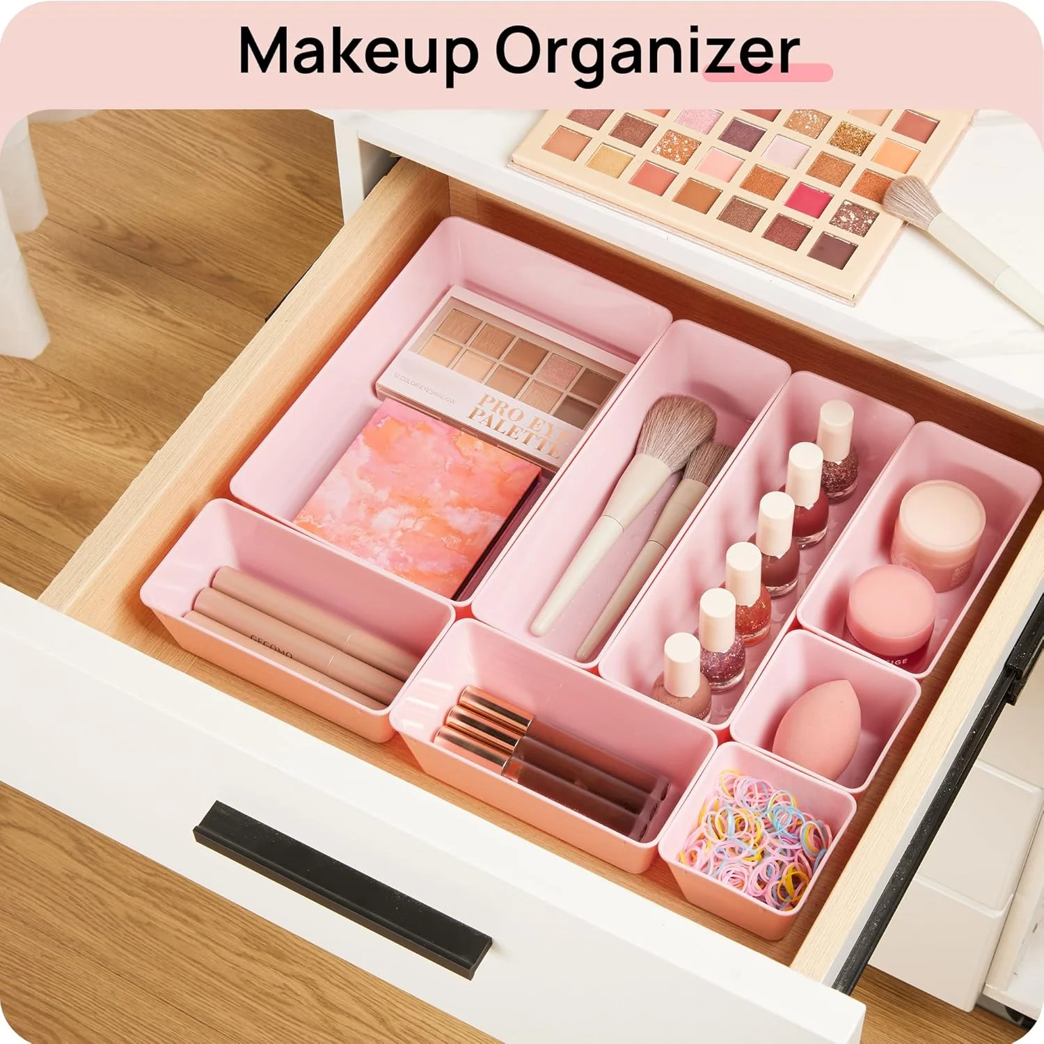 PrimeCook Shop 25 PCS Office Desk Drawer Organizers Set,4-Size Versatile Plastic Drawer Organizer Trays