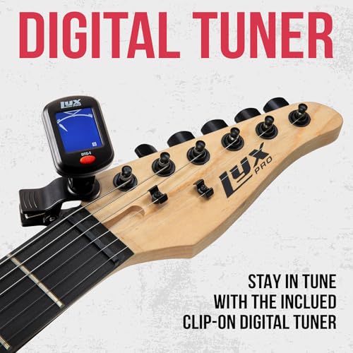 LyxPro 36 Inch Electric Guitar and Kit for Kids with 3/4 Size Beginner’s Guitar, Amp, Six Strings, Two Picks, Shoulder Strap, Digital Clip On Tuner