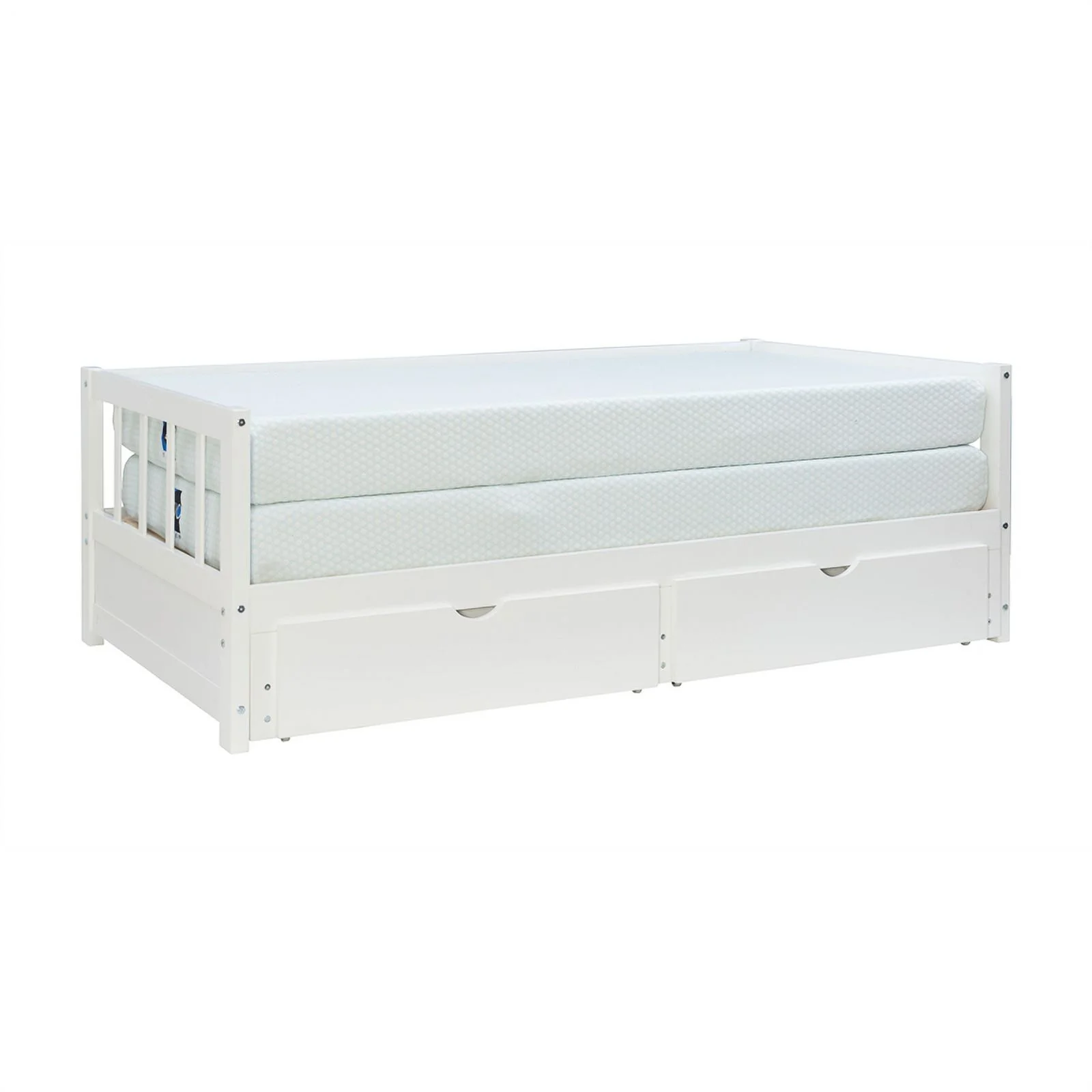 Linon Macey Wood Storage Trundle Daybed in White
