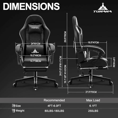 Gaming Chair,Ergonomic Massage Computer Office Desk Chair with Footrest,Pocket Spring Cushion