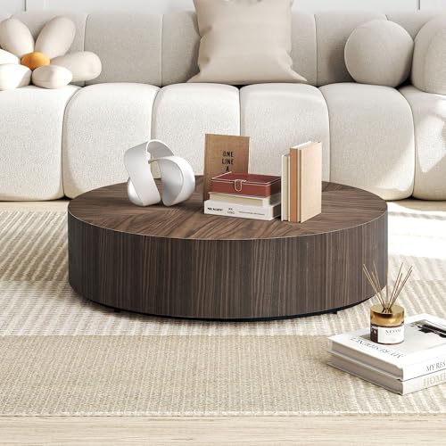 JUSTONE 15.75 ''Round Coffee Table, Accent End Table for Living Room Office Apartment, Modern Minimalist Side Table with Faux Marble Pattern