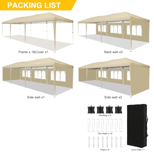 COBIZI Canopy 10x20 Pop Up Canopy Tent with 6 Sidewalls Party Tents for Parties Weddings Backyard Waterproof Canopy Outdoor Commercial Canopy Event