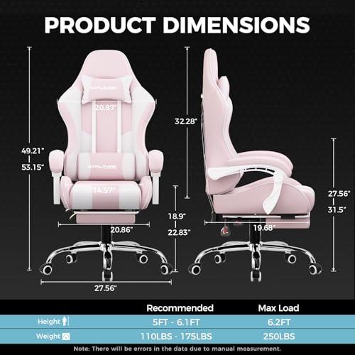 GTPLAYER Gaming Chair, Computer Chair with Footrest and Lumbar Support