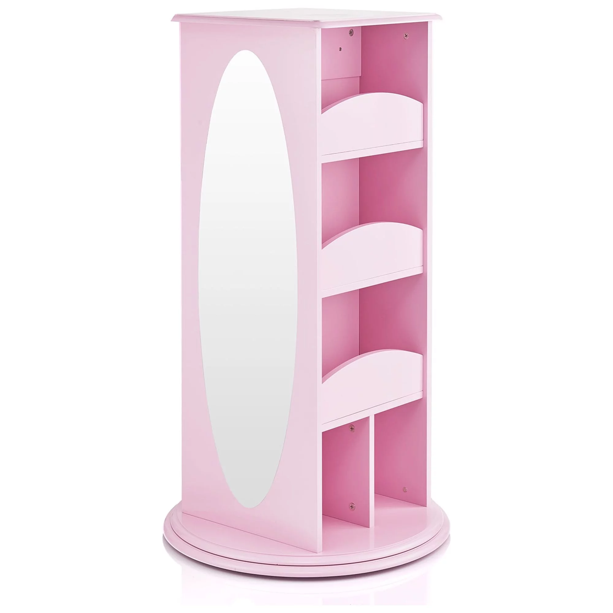 Guidecraft Rotating Dress-Up Storage - Pink: Armoire for Toddlers with 2 Mirrors, Cubbies & Hooks, Princess Costume Storage with Shelves