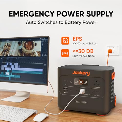 Jackery Solar Generator 2000 Plus 200W, 2042Wh LiFePO4 Battery 3000W Output, Portable Power Station with 1X200W Solar Panel, Fast Charging in 2H