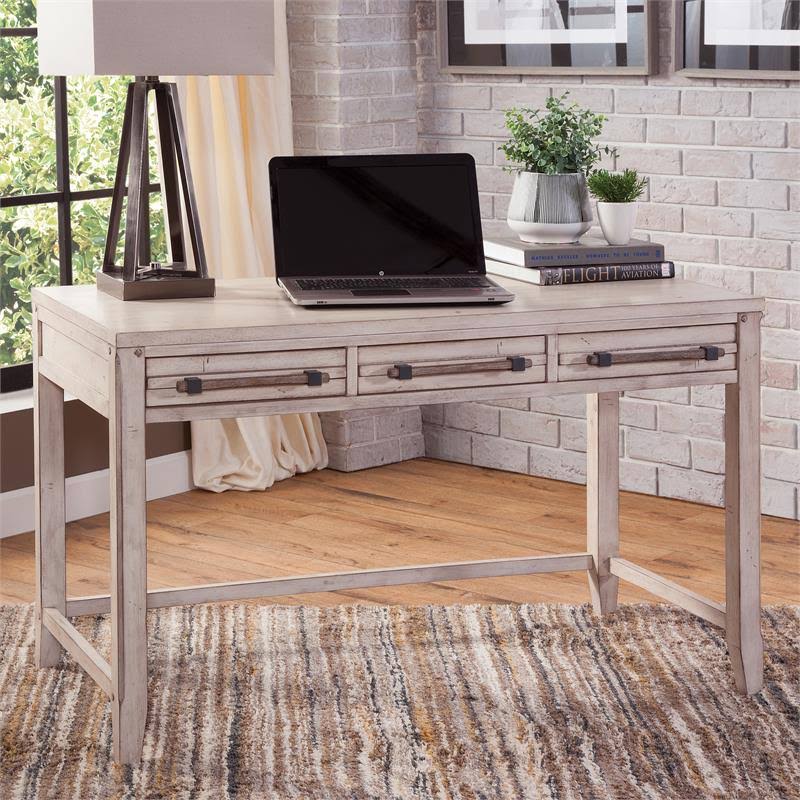 American Woodcrafters Aurora 50-Inch Whitewashed Wood Writing Desk