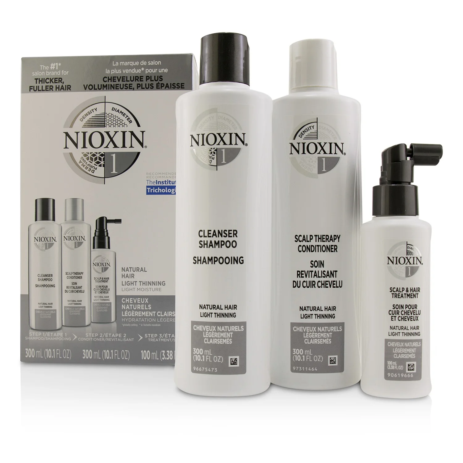 Nioxin 3D Care System Kit 1 - For Natural Hair, Light Thinning, Light Moisture  3pcs