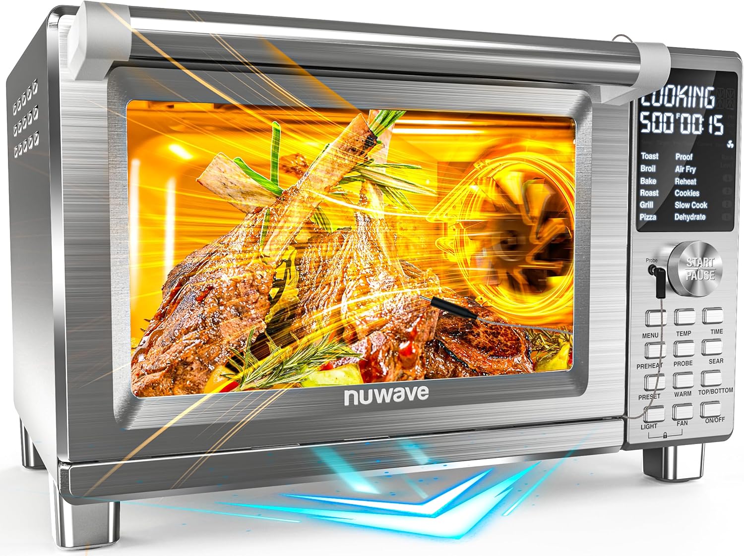 Nuwave Bravo XL Pro Air Fryer Toaster Oven with Grill Combo, 2024 New Ultra-Fast Convection System, 35% Crispier, 2X More Even, 142 Presets, 50-500F