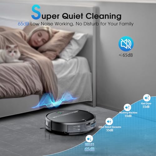 Robot Vacuum and Mop, Mapping Robotic Vacuums Cleaner with LiDAR Navigation Smart & Strong Suction, WiFi/App/Alexa/Voice Control, Obstacle Avoidance