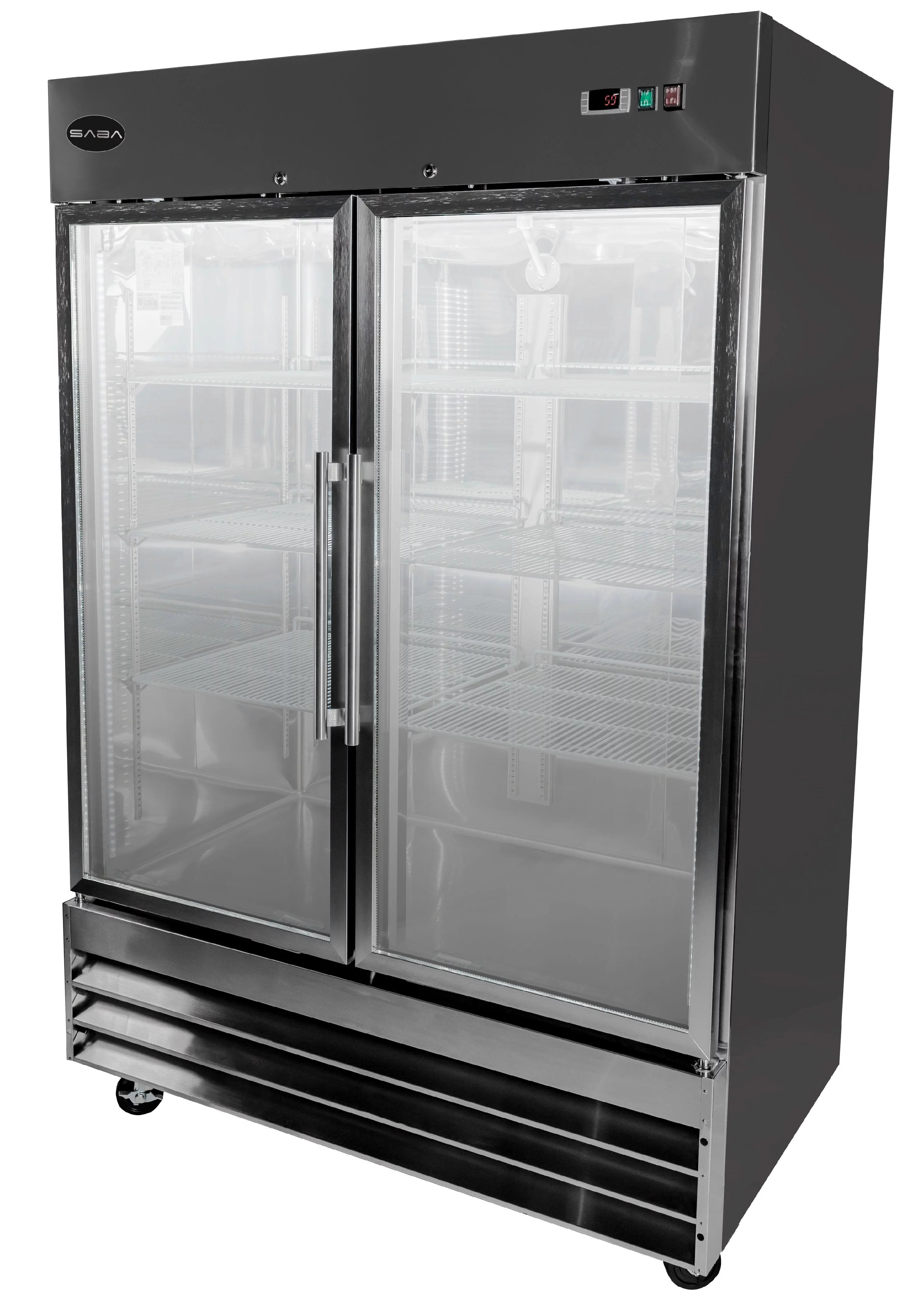 Heavy Duty Commercial Stainless Steel 47 cu ft Glass Door Reach-In Refrigerator (2 Door)