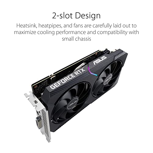 ASUS Dual NVIDIA GeForce RTX 3050 6GB OC Edition Gaming Graphics Card - PCIe 4.0, 6GB GDDR6 Memory, HDMI 2.1, DisplayPort 1.4a, 2-Slot Design