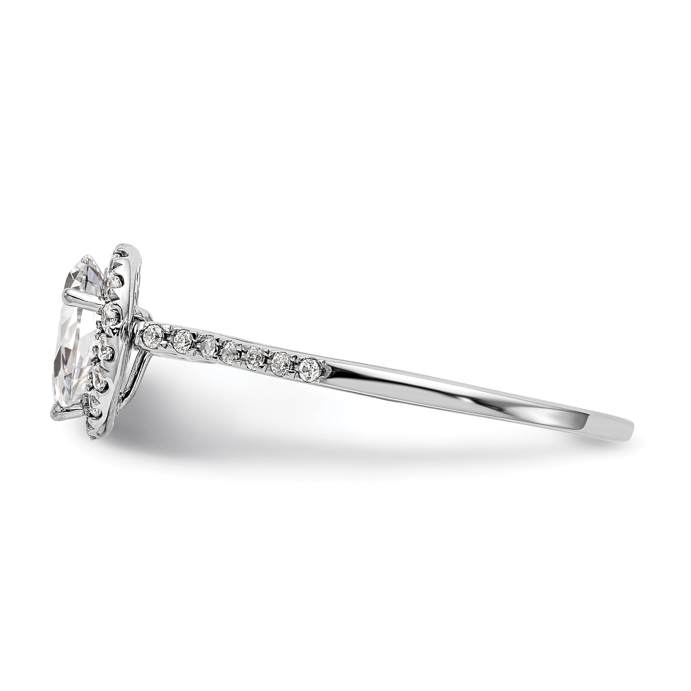 0.75ct. CZ Solid Real 14K White Gold Pear Halo Engagement Ring