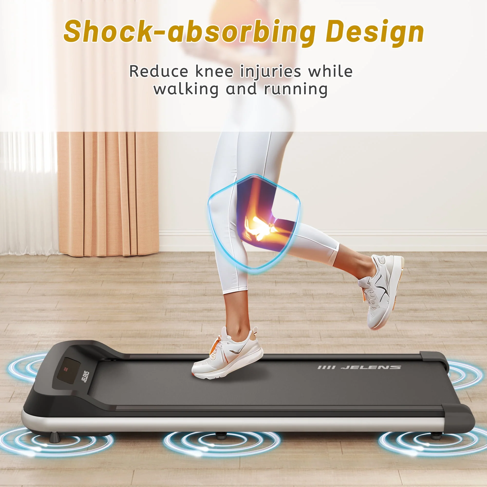 JELENS Walking Pad 2 in 1 Treadmill for Walking and Jogging, Under Desk Treadmill for Home Office
