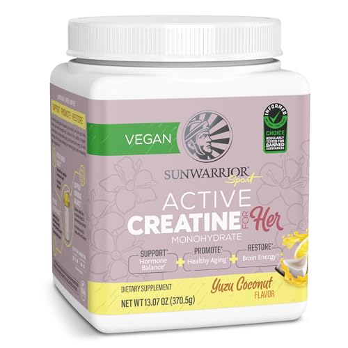 Sunwarrior Creatine Monohydrate Powder for Women | Muscle Building Pre Workout Vegan Keto Friendly Micronized & Easily Mixes 300g Tub (50 Serve) Yuzu