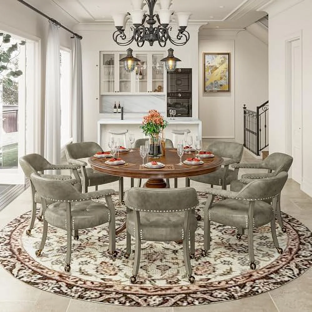 RUNFAYBIU Dining Chair with Casters  Kitchen Table Chair with Caster &amp