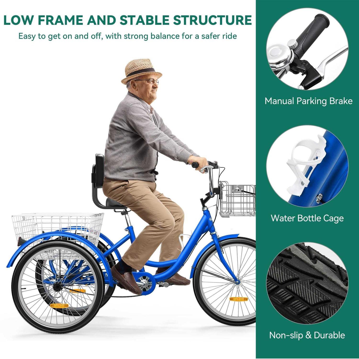 26 Adult Tricycle 3 Wheel Bikes 1 Speed Trike Bike - Sports Supplies Online Store
