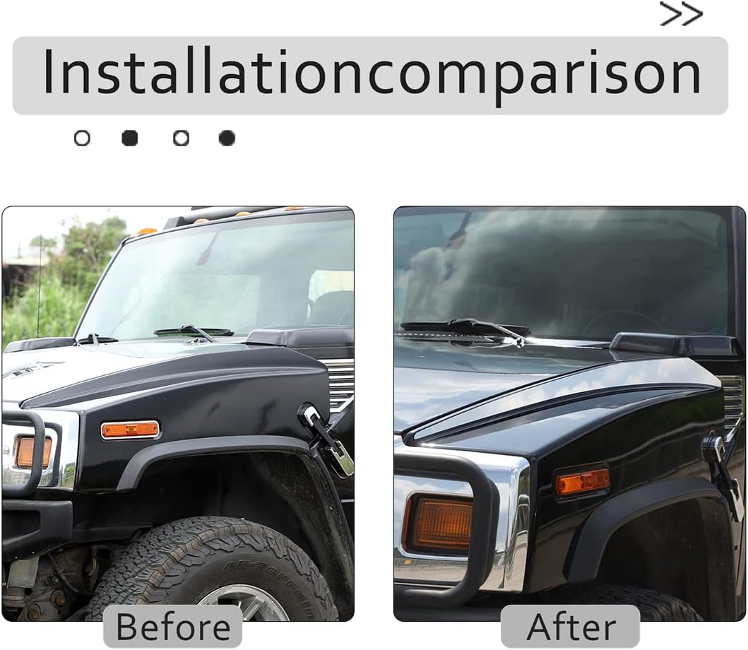 Compatible with 2003-2009 Hummer H2 Car Exterior Hood Decorative Cover Trim Sticker,Hood Accent Trim Cover Accessories,1 Pair