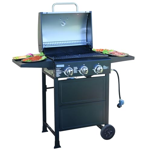 Grill. 3 burner gas grill, Propane Grill, bbq grill with thermometer, gas grill outdoor for small gatherings