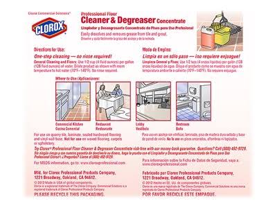 Clorox Professional Floor Cleaner u0026 Degreaser, 1gal Bottle