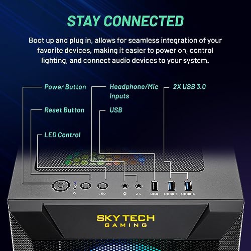 Skytech King 95 Gaming PC Desktop, Ryzen 7 9700X 3.8 GHz (5.5GHz Turbo Boost), NVIDIA RTX 5070 12GB GDDR7, 1TB Gen4 SSD, 32GB DDR5 RAM 6000 RGB