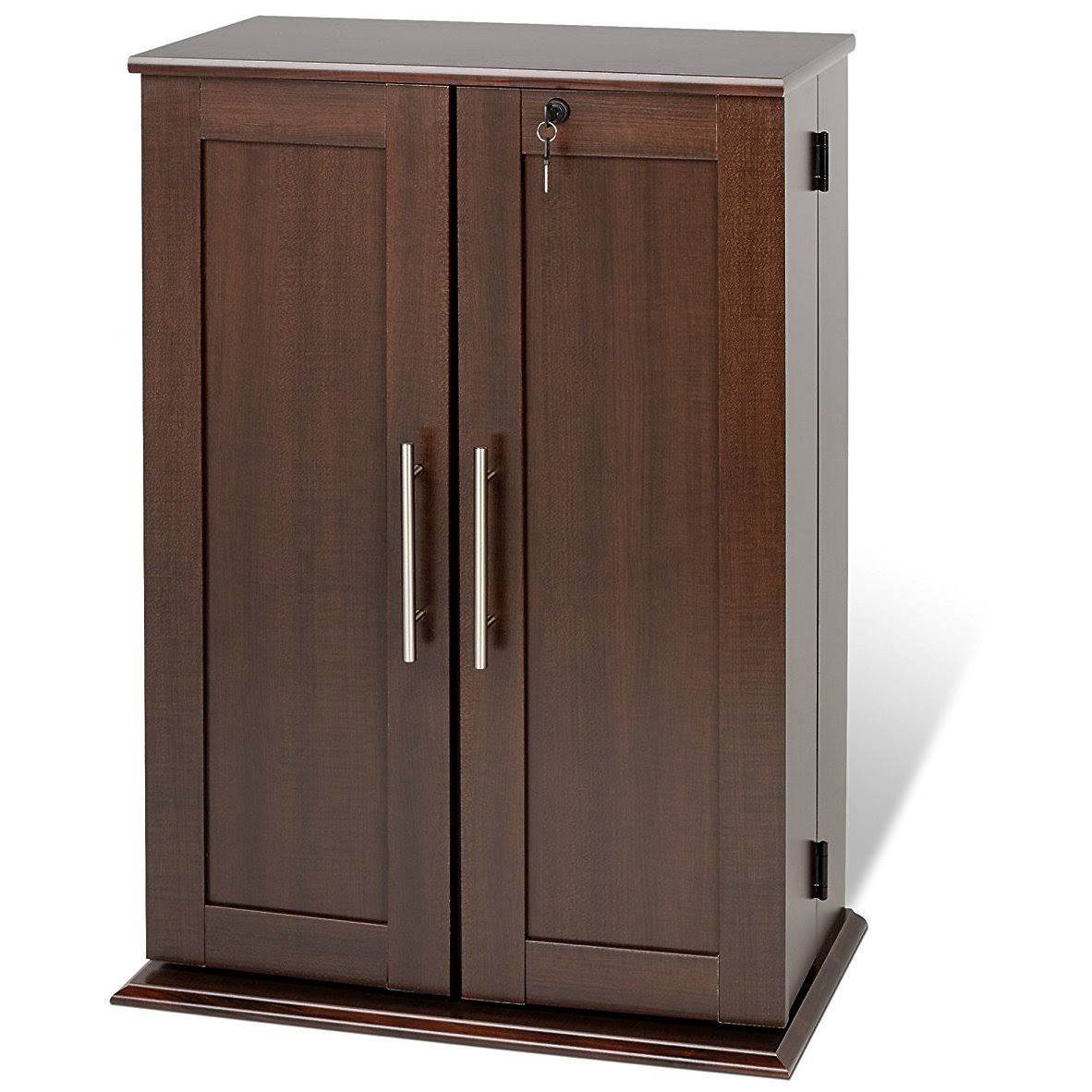 Prepac Espresso Locking Media Storage Cabinet with Shaker Doors