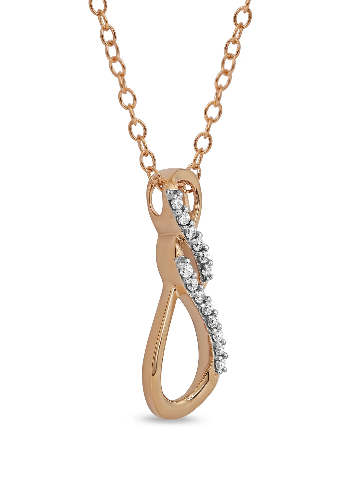 Imperial 10K Rose Gold 1/15Ct Diamond Infinity Pendant Necklace for Women