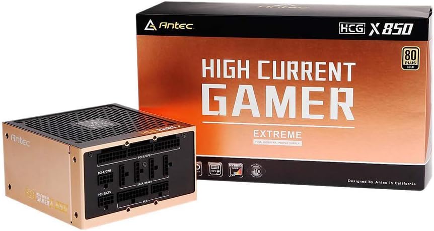 Antec HCG850 Extreme Power Supply 850 Watts 80 Plus Gold PSU with 135mm Silent FDB Fan, Full Modular, Japanese Capacitors, Active PFC