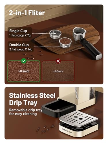 20Bar Espresso Machine with Rapid Cold Brew, Hot & Iced Coffee Machine, Espresso Maker with Milk Frother Steam Wand