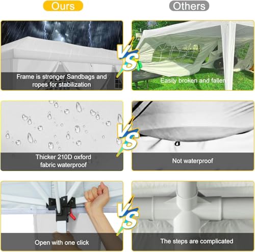 COBIZI Canopy 10x20 Pop Up Canopy Tent with 6 Sidewalls Party Tents for Parties Weddings Backyard Waterproof Canopy Outdoor Commercial Canopy Event