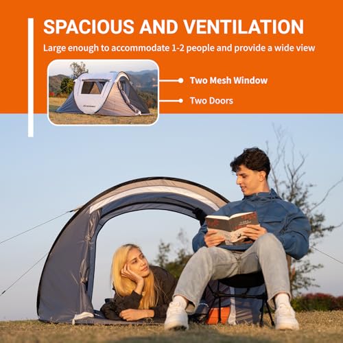EchoSmile Camping Instant Pop Up Tent, 2/4/6/8/10 Person, Water Resistant Dome, Easy Setup for Camping Hiking and Outdoor, Portable with Carry Bag