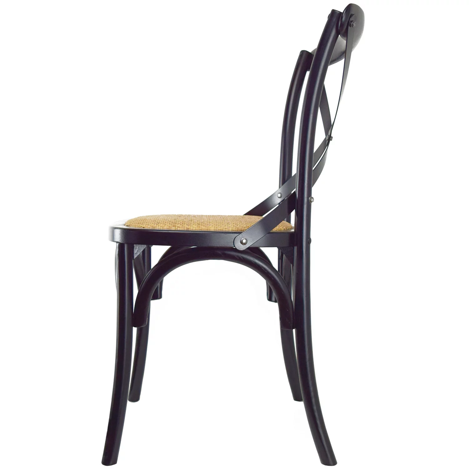 Homelala Set of 2 Black Mid Century Modern Farmhouse Antique Cross Back Chair With X Back Assembled Solid Real Wooden Frame
