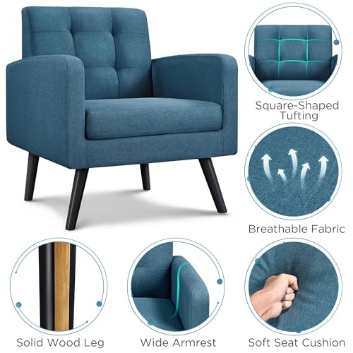 Yaheetech Mid-Century Accent Chairs, PU Leather Modern Upholstered Living Room Chair