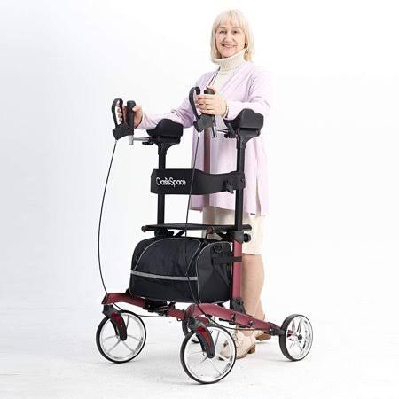 Oasisspace Heavy Duty Armrest Walker -Stand Up Rollator Walker with 22 Wide Seat with Adjustable BACKREST and Pad Armrest for Se