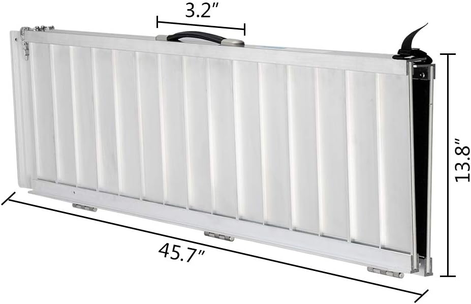 OMECAL 4' Wheelchair Ramp Threshold Portable Ramps 4ft for Home Steps Doorway Stairs Aluminum Handicap Metal House Mobile Porch Temporary Multifold