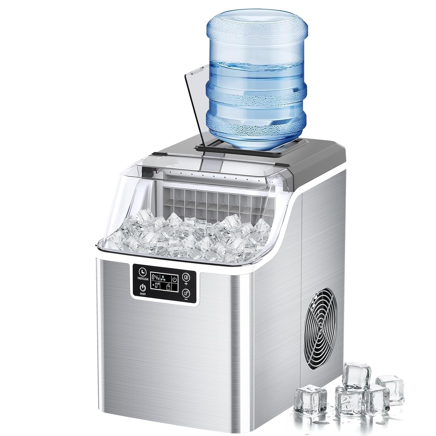 Kndko Ice Makers Countertop, 45Lbs/Day, 2 Ways to Add Water, Countertop Ice Maker, 24 Pcs Ready in 13 Mins, Self Cleaning Ice Maker, 24H Timer
