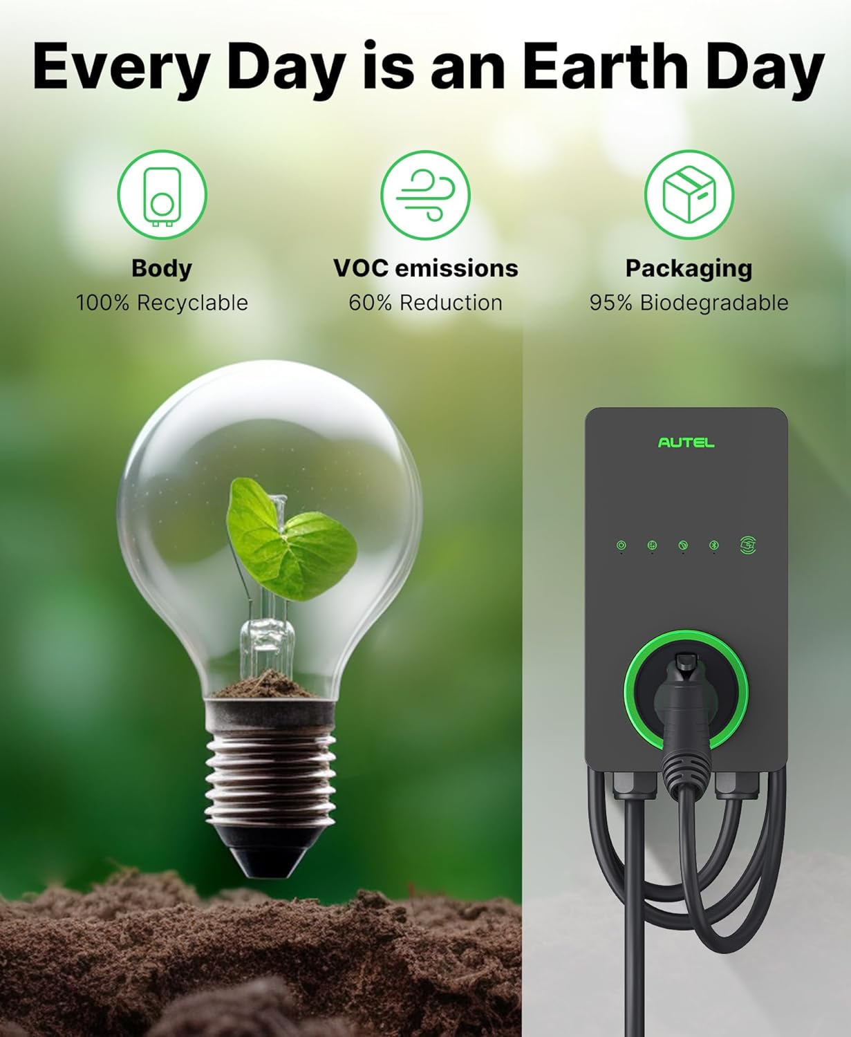 Autel Home Level 2 EV Charger up to 40Amp, 240V, Indoor/Outdoor Fast Electric Vehicle Charging Station with Flexible 25-Foot Cable, NEMA 14-50 Plug