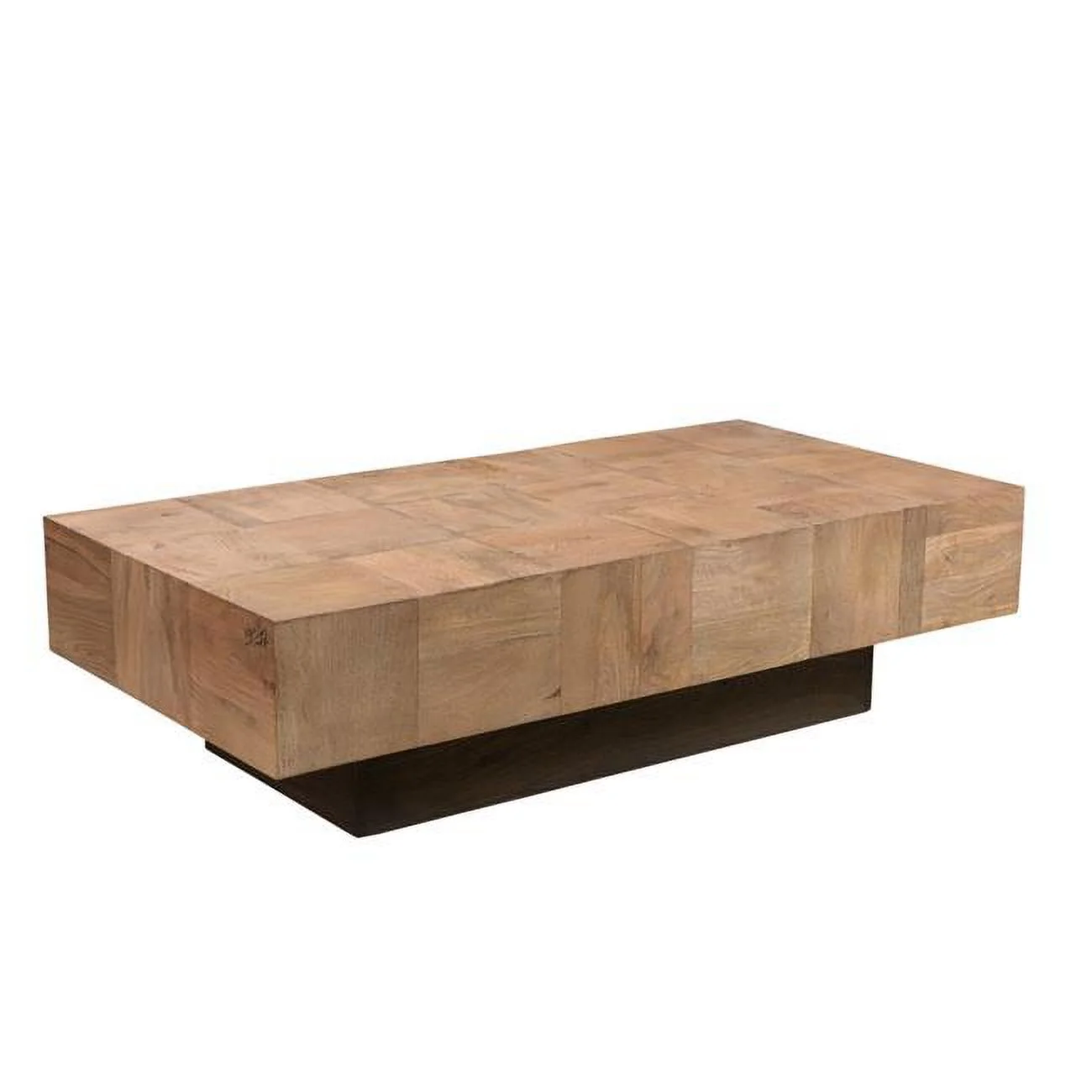 59 in. Solid Wood Rectangular Coffee Table, Brown & Black