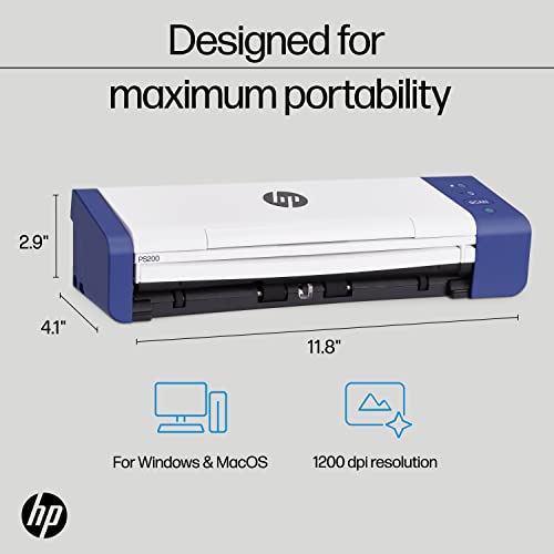 HP Compact Desktop Duplex USB Mobile Document & Photo Scanner with Auto-Feed Tray for Portable 2-Sided Digital Scanning, Model HPPS200