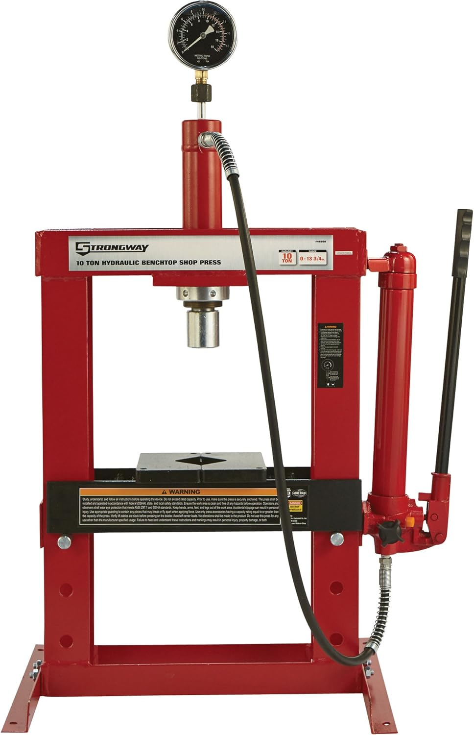 Strongway Benchtop 10-Ton Hydraulic Shop Press with Gauge