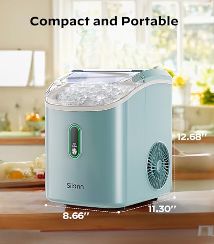Nugget Ice Maker Countertop, Silonn Chewable Pellet Ice Machine with Self-Cleanin Function, 33lbs/24H Portable Ice Makers for Home Kitchen Officce