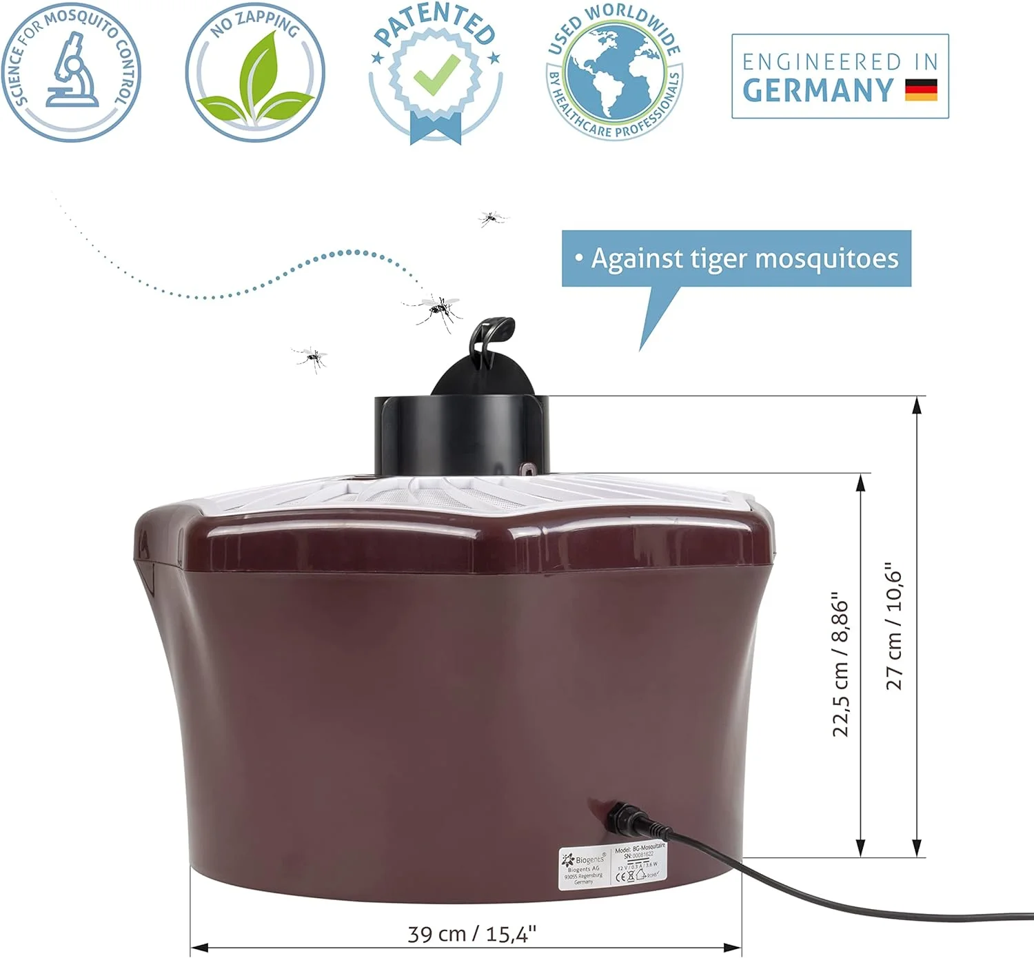 Biogents BG-Mosquitaire Outdoor Mosquito Catcher + Attractant, Against Asian Tiger & Dengue Type