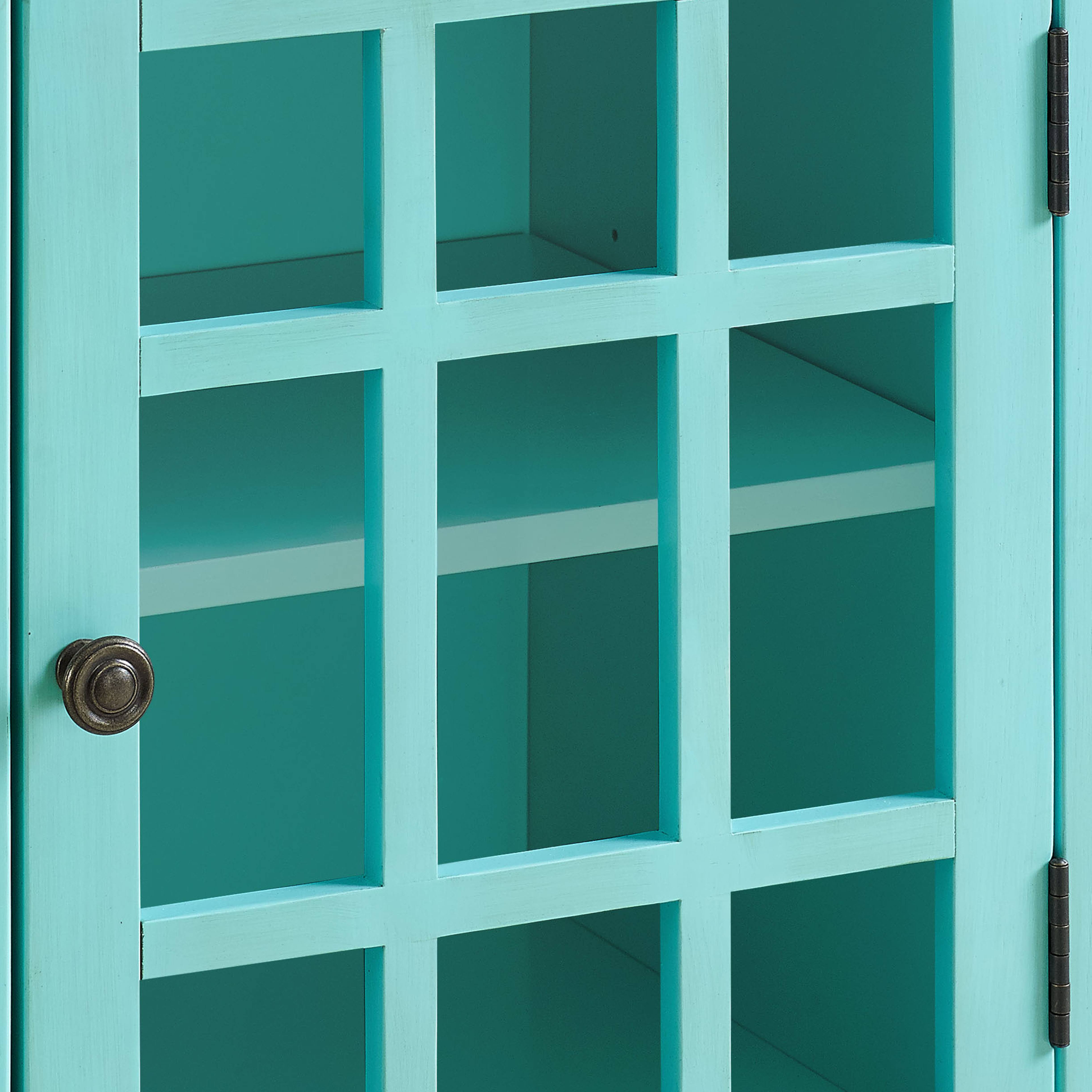 Linon Largo Antique Single Door Cabinet - Turquoise