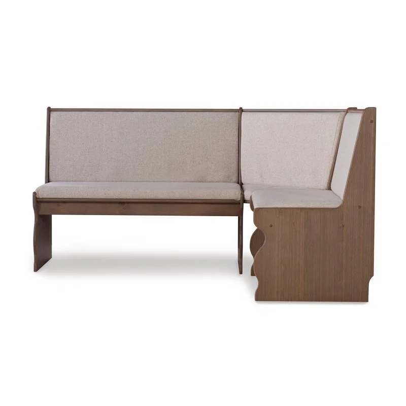 Linon Natasha Wood Corner Nook Dining Set in Brown