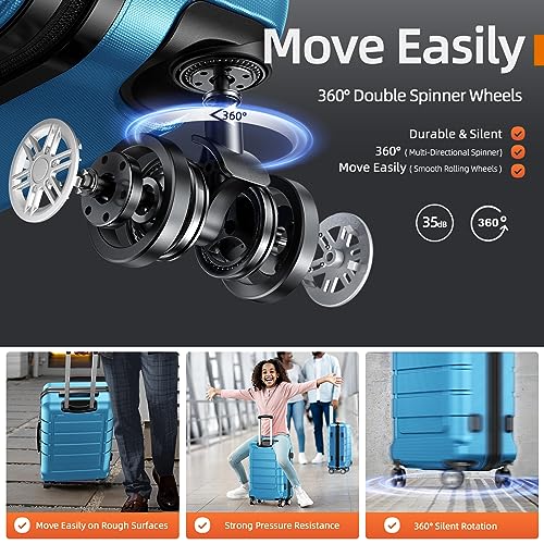 SHOWKOO Luggage Sets Expandable PC+ABS Durable Suitcase Double Wheels TSA Lock Black