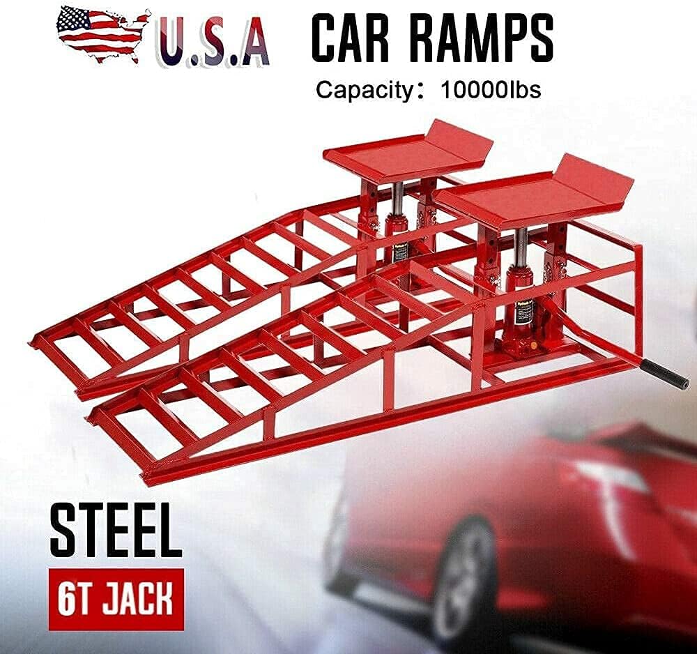 Car Ramp Lifts - wuyule 2PCS Auto Car Truck Service Ramps Lifts, 10000lbs Heavy Duty Hydraulic Car Ramps Lift for Car Repair